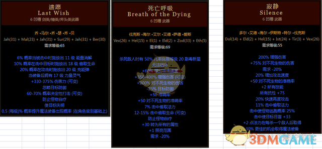 《暗黑破坏神2》符文之语装备大全