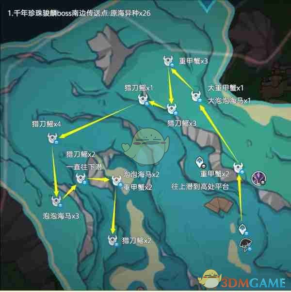 《原神》异海凝珠采集路线图介绍